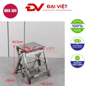Thang inox 2 bậc gấp gọn 42x39x45cm