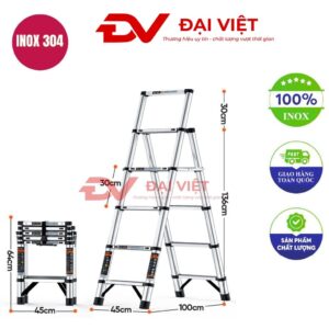 Thang inox 6 bậc dài 1.36m