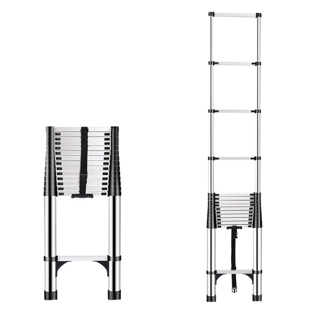 Thang rút đơn inox 4.6m với thân inox 304, 10 bậc và cơ chế rút gọn tiện lợi.
