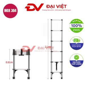 Thang rút đơn inox 2.2m