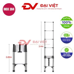 Thang rút đơn inox 3.4m