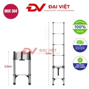 Thang rút đơn inox 3m