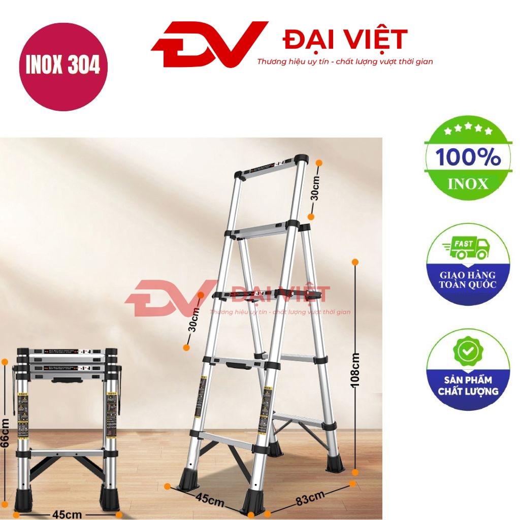 Thang rút inox 4 bậc dài 2.5m
