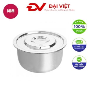 Thố inox tròn có nắp 14cm