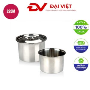 Thố inox tròn có nắp 22cm