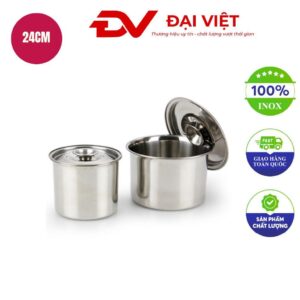 Thố inox tròn có nắp 24cm