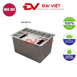 Thùng đá inox âm bàn 400x400x300mm