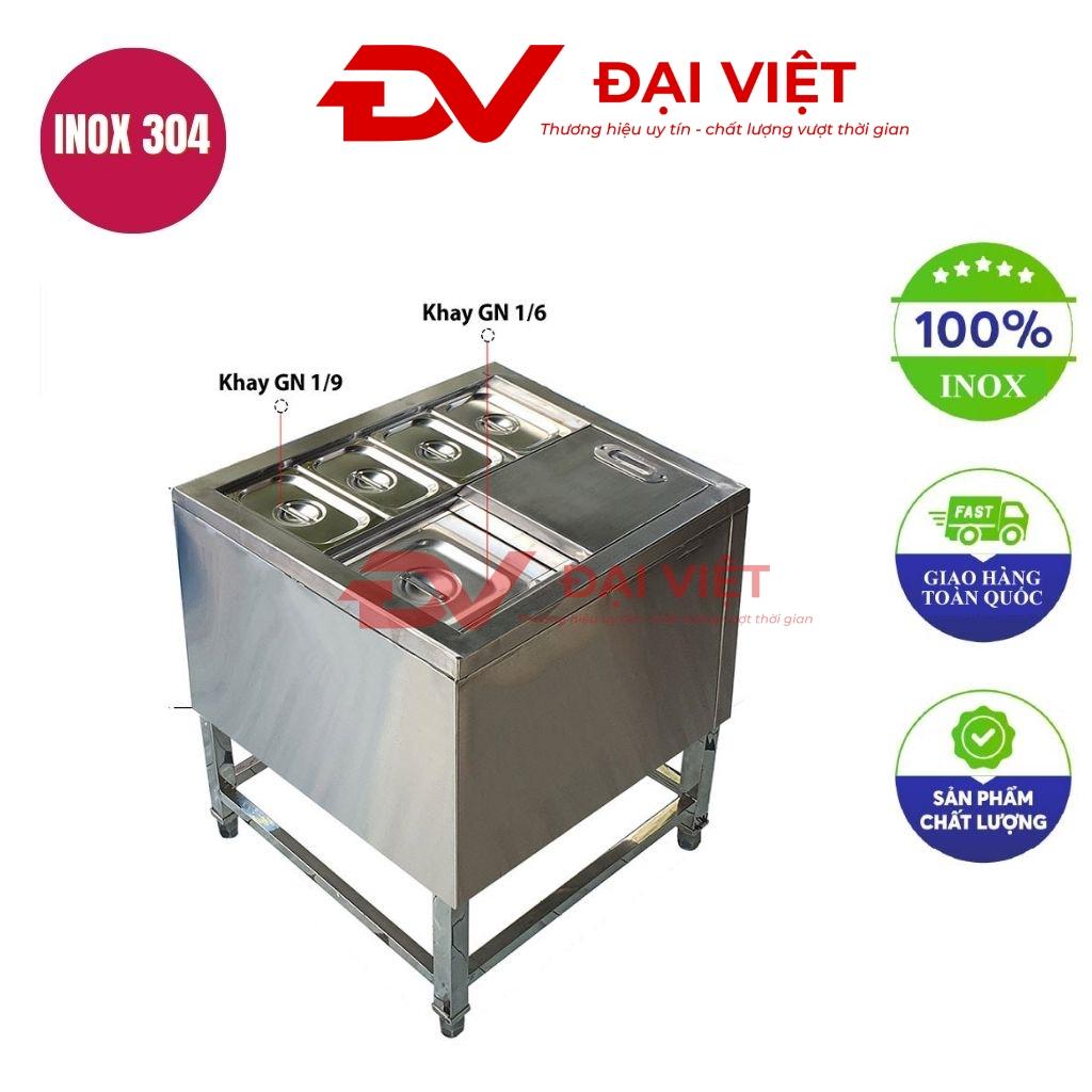 Thùng đá inox có chân kèm khay topping 730x500x800mm