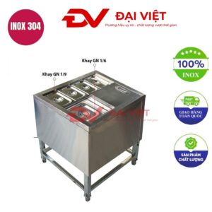 Thùng đá inox có chân kèm 6 khay topping 730x500x800mm