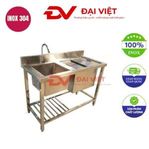 Thùng đá inox có chân kèm chậu rửa 1000x500x800mm