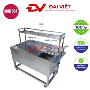 Thùng đá inox có chân kèm kệ 1000x500x1200mm