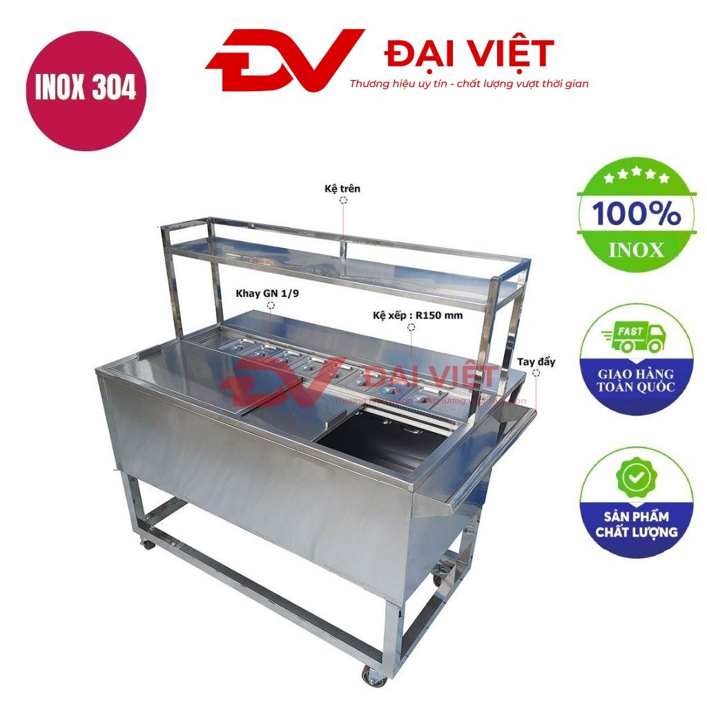 Thùng đá inox có chân kèm kệ 1200x600x1200mm