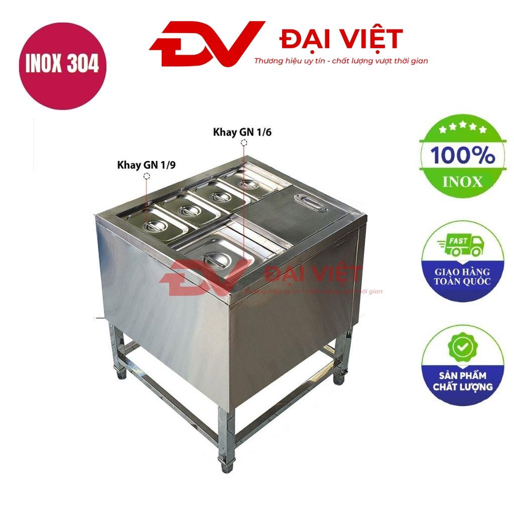 Thùng đá inox có chân kèm khay topping 530x500x800mm