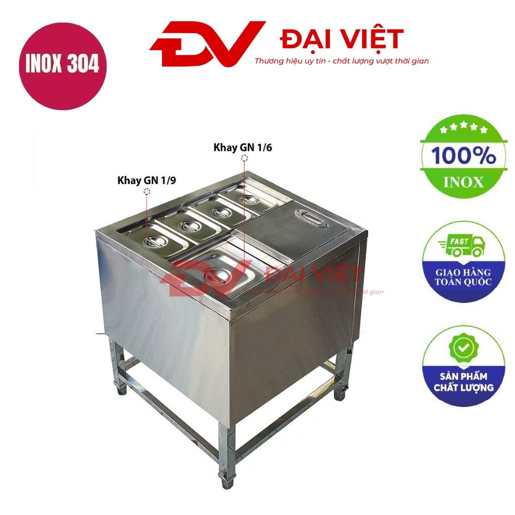 Thùng đá inox có chân kèm khay topping 900x500x800mm