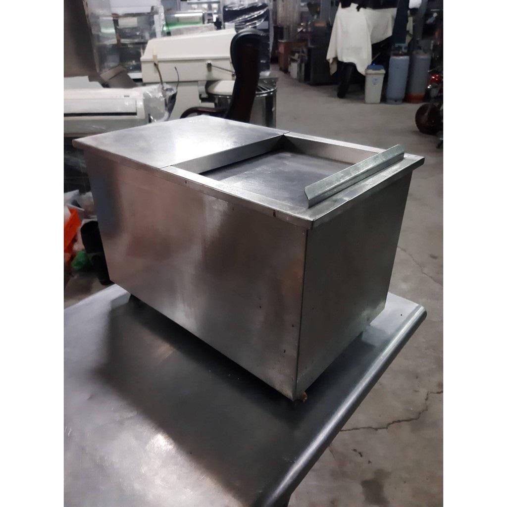 Thùng đá inox nắp trượt 600x600x500mm cho quầy bar, cà phê và trà sữa.