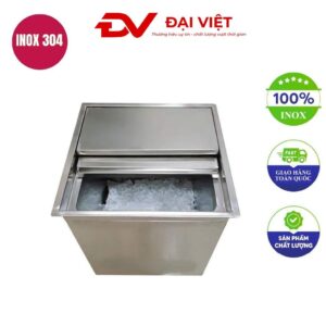 Thùng đá inox nắp trượt 700x700x400mm