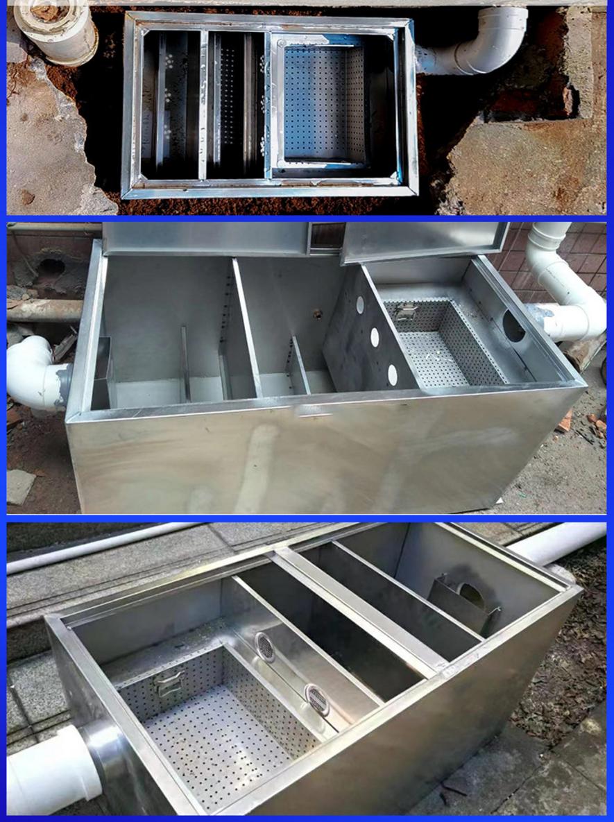 Cấu tạo 3 ngăn giúp tách rác và dầu mỡ hiệu quả trước khi xả nước.