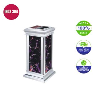 Thùng rác giả đá có gạt tàn bằng inox