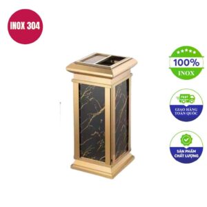 Thùng rác giả đá inox vàng