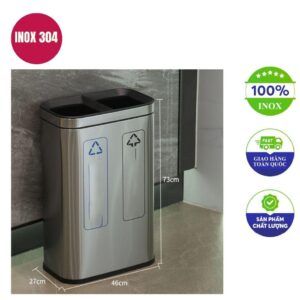 Thùng rác inox 2 ngăn 460x270x730mm