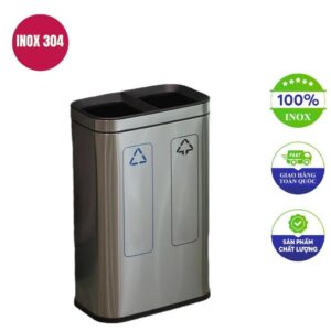 Thùng rác inox 2 ngăn 590x335x800mm