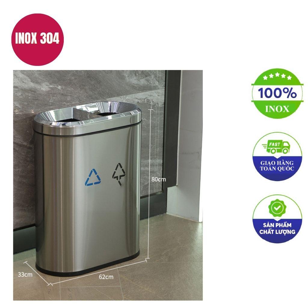 Thùng rác inox 2 ngăn 620x330x800mm