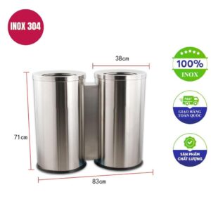 Thùng rác inox 2 ngăn 830x710mm