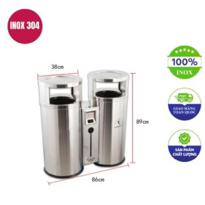 Thùng rác inox 2 ngăn 860x890mm