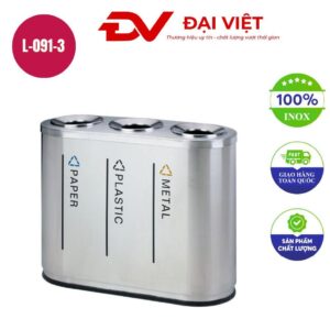 Thùng rác inox 2 ngăn ngoài trời 355x940x780mm