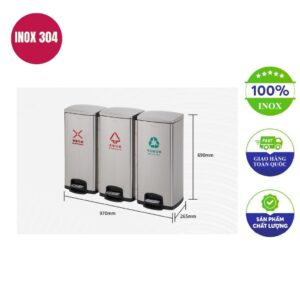 Thùng rác inox 3 ngăn 970x265x690mm