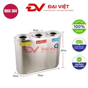 Thùng rác inox 3 ngăn