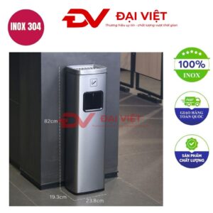 Thùng rác inox có gạt tàn 238x193x820mm