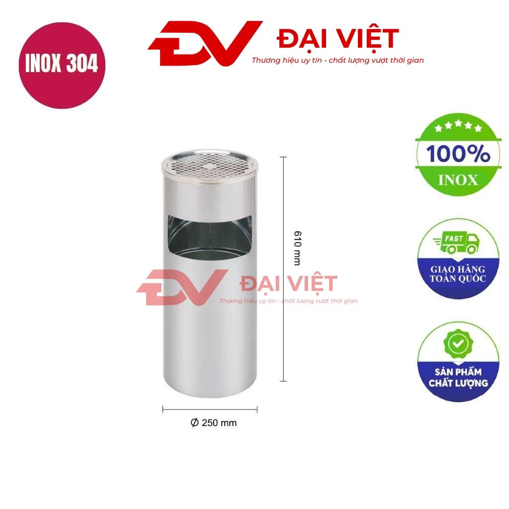 Thùng rác inox có gạt tàn 250x610mm