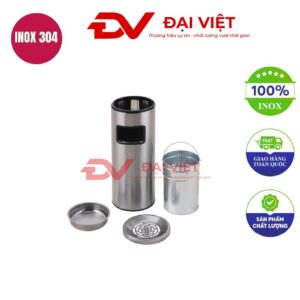 Thùng rác inox có gạt tàn 270x680mm