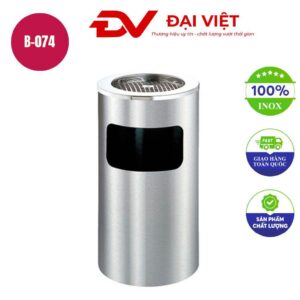 Thùng rác inox có gạt tàn cửa bên 300x730mm