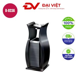 Thùng rác inox có gạt tàn dạng bình hoa màu đen