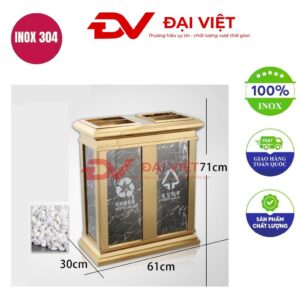 Thùng rác inox đá hoa cương 610x300x710mm