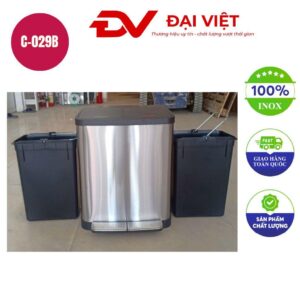 Thùng rác inox đạp chân 15l trợ lực 2 ngăn 340x400x470mm