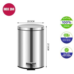 Thùng rác inox đạp chân 30l