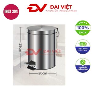 Thùng rác inox đạp chân 5l 200x280mm