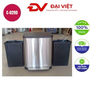 Thùng rác inox đạp chân 9l trợ lực 2 ngăn 350x290x430mm