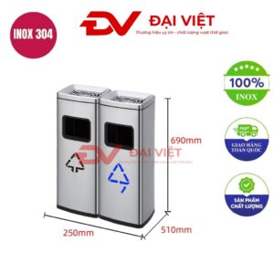 Thùng rác inox đôi 250x510x690mm