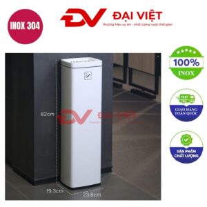 Thùng rác inox gạt tàn 238x193x820mm