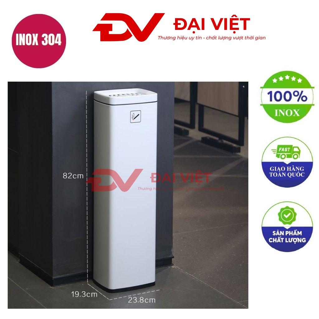 Thùng rác inox gạt tàn 238x193x820mm