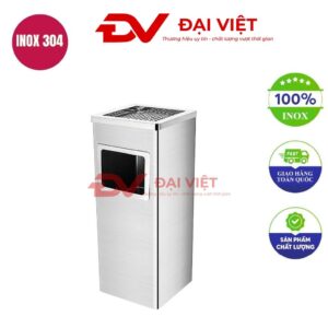 Thùng rác inox gạt tàn 250x250x600mm