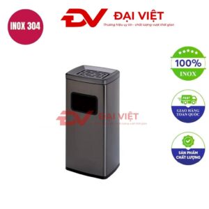 Thùng rác inox 30l có gạt tàn 300x250x680mm