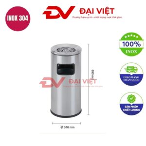 Thùng rác inox gạt tàn 310x690mm