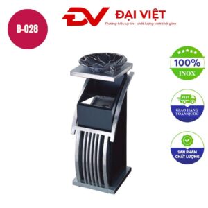 Thùng rác inox gạt tàn chữ Z màu đen 330x740mm