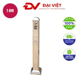 Thùng rác inox gạt tàn hình mái T-019