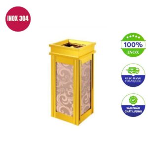 Thùng rác inox giả đá kính hồng